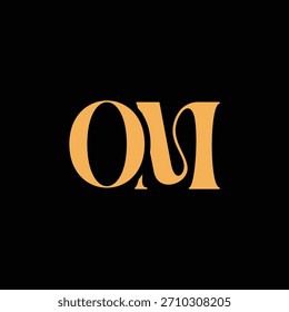 Um design de monograma atraente com letras O e M entrelaçadas em um estilo vintage ótimo para identidade e logotipo de marca de luxo