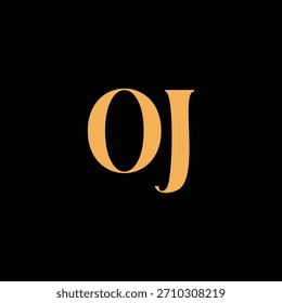 Un diseño de monograma llamativo con letras O y J entrelazadas en un estilo vintage ideal para la identidad y el logotipo de la marca de lujo