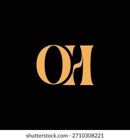 Un diseño de monograma llamativo con letras O y H entrelazadas en un estilo vintage ideal para la identidad y el logotipo de la marca de lujo