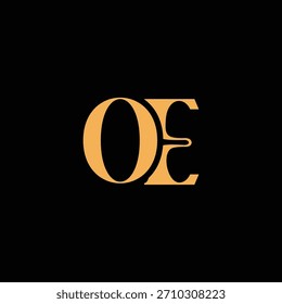 Un diseño de monograma llamativo con letras O y E entrelazadas en un estilo vintage ideal para la identidad y el logotipo de la marca de lujo