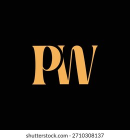 An eye catching monogram design with P and W letters intertwined in a vintage style great for luxury brand identity and logo