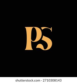 Un diseño de monograma llamativo con letras P y S entrelazadas en un estilo vintage ideal para la identidad y el logotipo de la marca de lujo