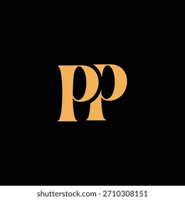 Un diseño de monograma llamativo con letras P y P entrelazadas en un estilo vintage ideal para la identidad y el logotipo de la marca de lujo