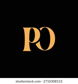 Um design de monograma atraente com letras P e O entrelaçadas em um estilo vintage ótimo para identidade e logotipo de marca de luxo