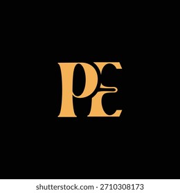 Un diseño de monograma llamativo con letras P y E entrelazadas en un estilo vintage ideal para la identidad y el logotipo de la marca de lujo