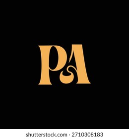 Ein auffälliges Monogramm-Design mit P- und A-Buchstaben verflochten in einem Vintage-Stil ideal für Luxus-Markenidentität und Logo