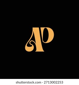 Un diseño de monograma llamativo con letras A y P entrelazadas en un estilo vintage ideal para la identidad y el logotipo de la marca de lujo