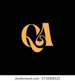 Un diseño de monograma llamativo con letras Q y A entrelazadas en un estilo vintage ideal para la identidad y el logotipo de la marca de lujo