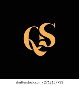 Un diseño de monograma llamativo con letras Q y S entrelazadas en un estilo vintage ideal para la identidad y el logotipo de la marca de lujo
