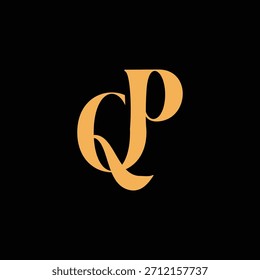 Un diseño de monograma llamativo con letras Q y P entrelazadas en un estilo vintage ideal para la identidad y el logotipo de la marca de lujo