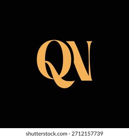 Ein auffälliges Monogramm-Design mit Q und N Buchstaben verflochten in einem Vintage-Stil ideal für Luxus-Markenidentität und Logo