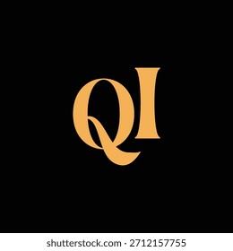 Un diseño de monograma llamativo con letras Q e I entrelazadas en un estilo vintage ideal para la identidad y el logotipo de la marca de lujo