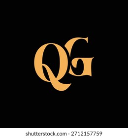 Un diseño de monograma llamativo con letras Q y G entrelazadas en un estilo vintage ideal para la identidad y el logotipo de la marca de lujo