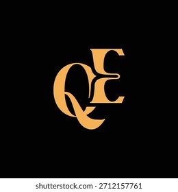 Un diseño de monograma llamativo con letras Q y E entrelazadas en un estilo vintage ideal para la identidad y el logotipo de la marca de lujo