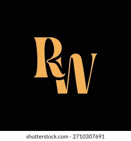 An eye catching monogram design with R and W letters intertwined in a vintage style great for luxury brand identity and logo