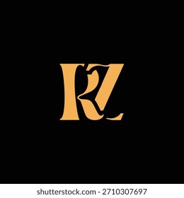 Un diseño de monograma llamativo con letras R y Z entrelazadas en un estilo vintage ideal para la identidad y el logotipo de la marca de lujo