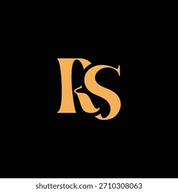 Un llamativo diseño de monograma con letras R y S entrelazadas en un estilo vintage ideal para la identidad y el logotipo de la marca de lujo