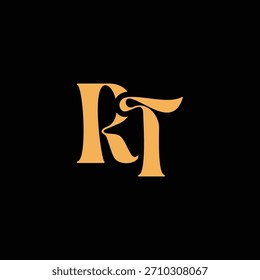 An eye catching monogram design with R and T letters intertwined in a vintage style great for luxury brand identity and logo