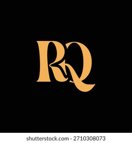 Un diseño de monograma llamativo con letras R y Q entrelazadas en un estilo vintage ideal para la identidad y el logotipo de la marca de lujo