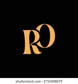 Un diseño de monograma llamativo con letras R y O entrelazadas en un estilo vintage ideal para la identidad y el logotipo de la marca de lujo