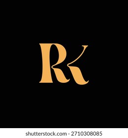 An eye catching monogram design with R and K letters intertwined in a vintage style great for luxury brand identity and logo