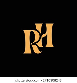 An eye catching monogram design with R and H letters intertwined in a vintage style great for luxury brand identity and logo