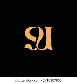 Um design de monograma atraente com letras S e U entrelaçadas em um estilo vintage ótimo para identidade e logotipo de marca de luxo