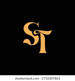 An eye catching monogram design with S and T letters intertwined in a vintage style great for luxury brand identity and logo