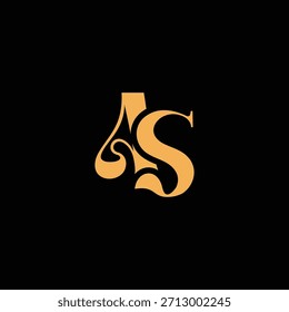 An eye catching monogram design with A and S letters intertwined in a vintage style great for luxury brand identity and logo