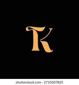 Un diseño de monograma llamativo con letras T y K entrelazadas en un estilo vintage ideal para la identidad y el logotipo de la marca de lujo