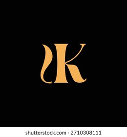 Un diseño de monograma llamativo con letras en U y K entrelazadas en un estilo vintage ideal para la identidad y el logotipo de la marca de lujo