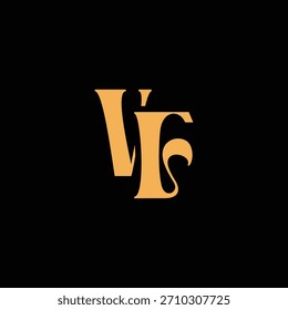 Un diseño de monograma llamativo con letras V y F entrelazadas en un estilo vintage ideal para la identidad y el logotipo de la marca de lujo