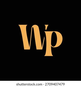 Un diseño de monograma llamativo con letras W y P entrelazadas en un estilo vintage ideal para la identidad y el logotipo de la marca de lujo