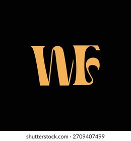 Un diseño de monograma llamativo con letras W y F entrelazadas en un estilo vintage ideal para la identidad y el logotipo de la marca de lujo