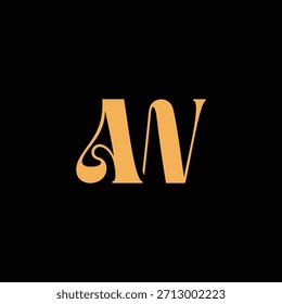 Un diseño de monograma llamativo con letras A y W entrelazadas en un estilo vintage ideal para la identidad y el logotipo de la marca de lujo