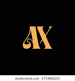 Un diseño de monograma llamativo con letras A y X entrelazadas en un estilo vintage ideal para la identidad y el logotipo de la marca de lujo