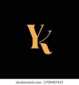 Un diseño de monograma llamativo con letras Y y K entrelazadas en un estilo vintage ideal para la identidad y el logotipo de la marca de lujo