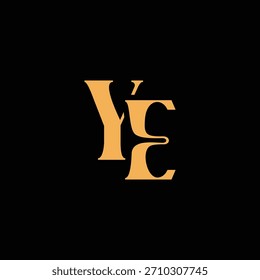 Un diseño de monograma llamativo con letras Y y E entrelazadas en un estilo vintage ideal para la identidad y el logotipo de la marca de lujo
