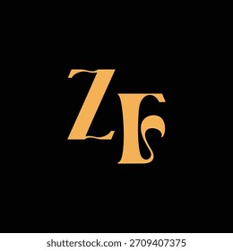 Un diseño de monograma llamativo con letras Z y F entrelazadas en un estilo vintage ideal para la identidad y el logotipo de la marca de lujo