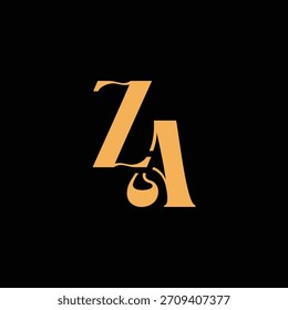 Un diseño de monograma llamativo con letras Z y A entrelazadas en un estilo vintage ideal para la identidad y el logotipo de la marca de lujo