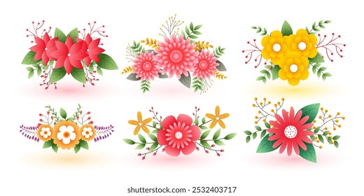 eye catching natural flower blossom background in set of six vector