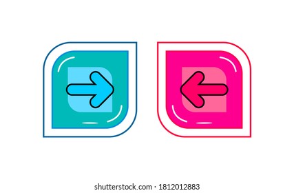eye catching next and back buttons with bright colors are perfect for icons