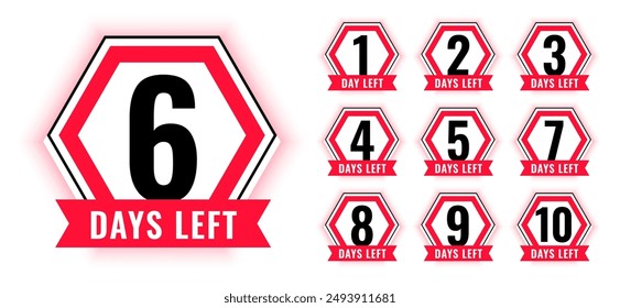 eye catching number of days left sticker for website announcement vector