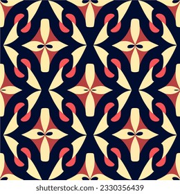 Eye catching pattern with a bold contrast of black and red on a white backdrop. Its symmetrical and seamless art deco design adds a touch of elegance to any project.