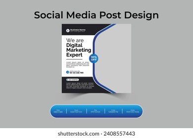 Eye catching, professional, creative and modern digital marketing Instagram and social media post template, web and banner design layout vector