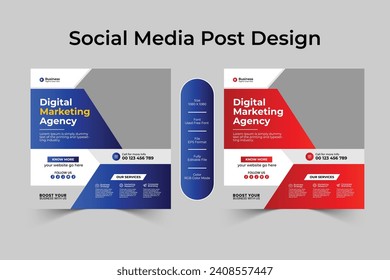 Eye catching, professional, creative and modern digital marketing Instagram and social media post template, web and banner design layout vector
