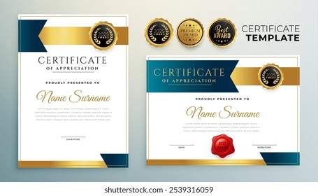 eye catching professional diploma of appreciation template in set vector