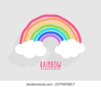 eye catching rainbow and cloud background design vector