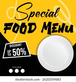Eye catching special food menu template design for restaurants promotion