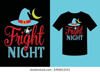 Eye catching and spooky t-shirt design for Fright Night Halloween. Perfect for adding a festive touch to your holiday celebrations with this detailed vector illustration.